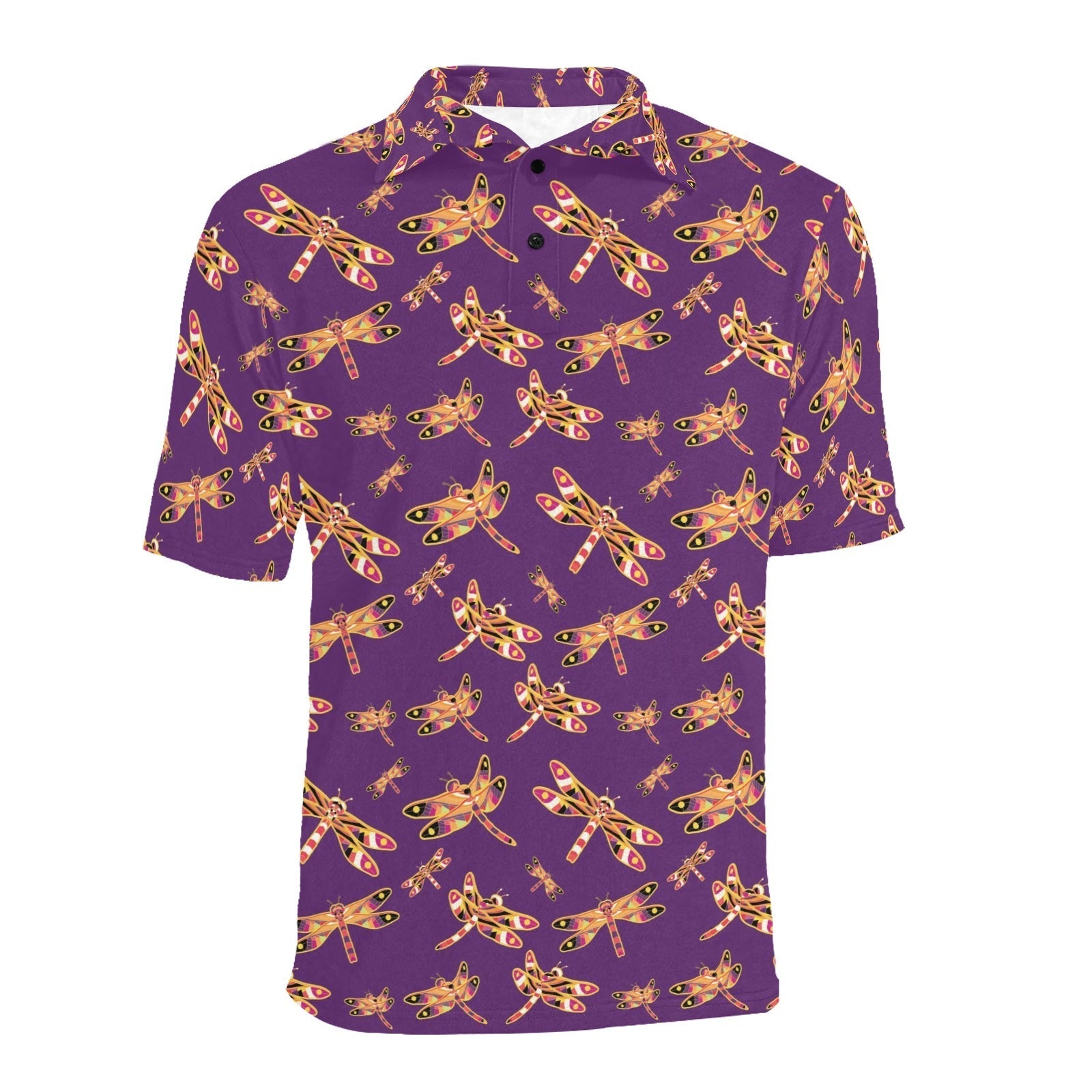 Gathering Yellow Purple Men's All Over Print Polo Shirt (Model T55) Men's Polo Shirt (Model T55) e-joyer 