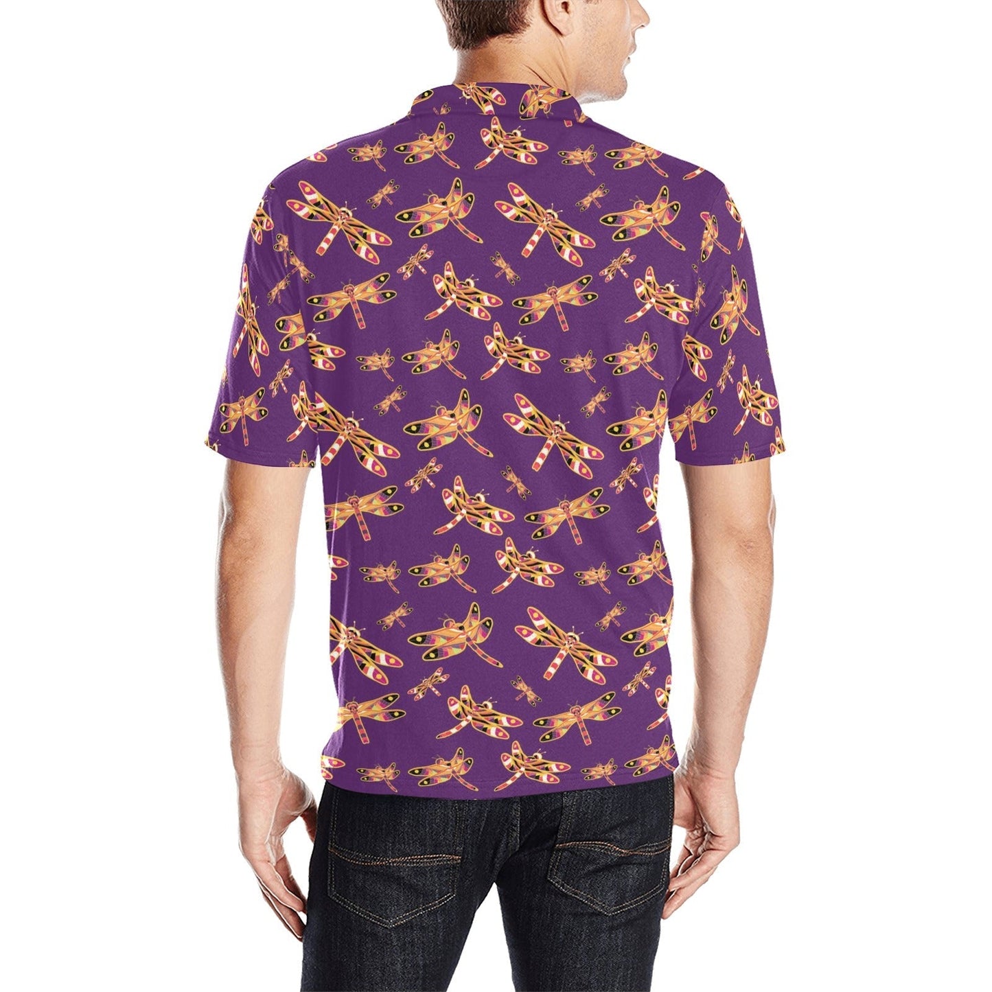 Gathering Yellow Purple Men's All Over Print Polo Shirt (Model T55) Men's Polo Shirt (Model T55) e-joyer 