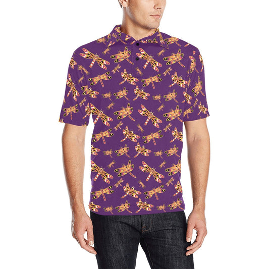 Gathering Yellow Purple Men's All Over Print Polo Shirt (Model T55) Men's Polo Shirt (Model T55) e-joyer 