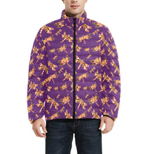 Load image into Gallery viewer, Gathering Yellow Purple Men&#39;s Stand Collar Padded Jacket (Model H41) Men&#39;s Stand Collar Padded Jacket (H41) e-joyer 
