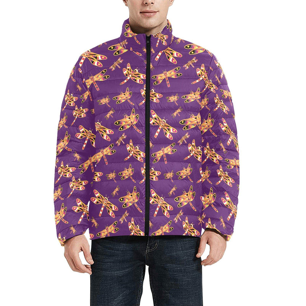 Gathering Yellow Purple Men's Stand Collar Padded Jacket (Model H41) Men's Stand Collar Padded Jacket (H41) e-joyer 