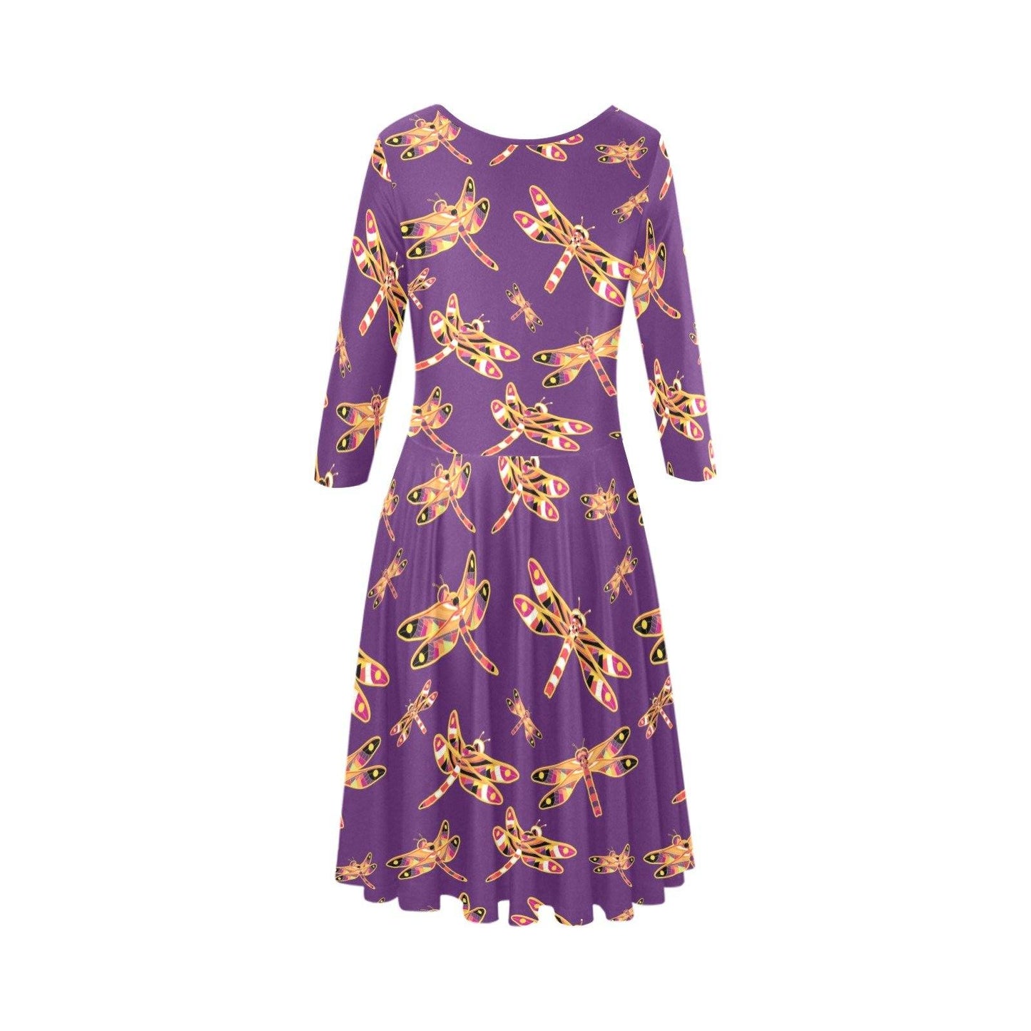 Gathering Yellow Purple Tethys Half-Sleeve Skater Dress(Model D20) Tethys Half-Sleeve Skater Dress (D20) e-joyer 