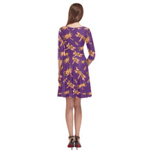 Load image into Gallery viewer, Gathering Yellow Purple Tethys Half-Sleeve Skater Dress(Model D20) Tethys Half-Sleeve Skater Dress (D20) e-joyer 
