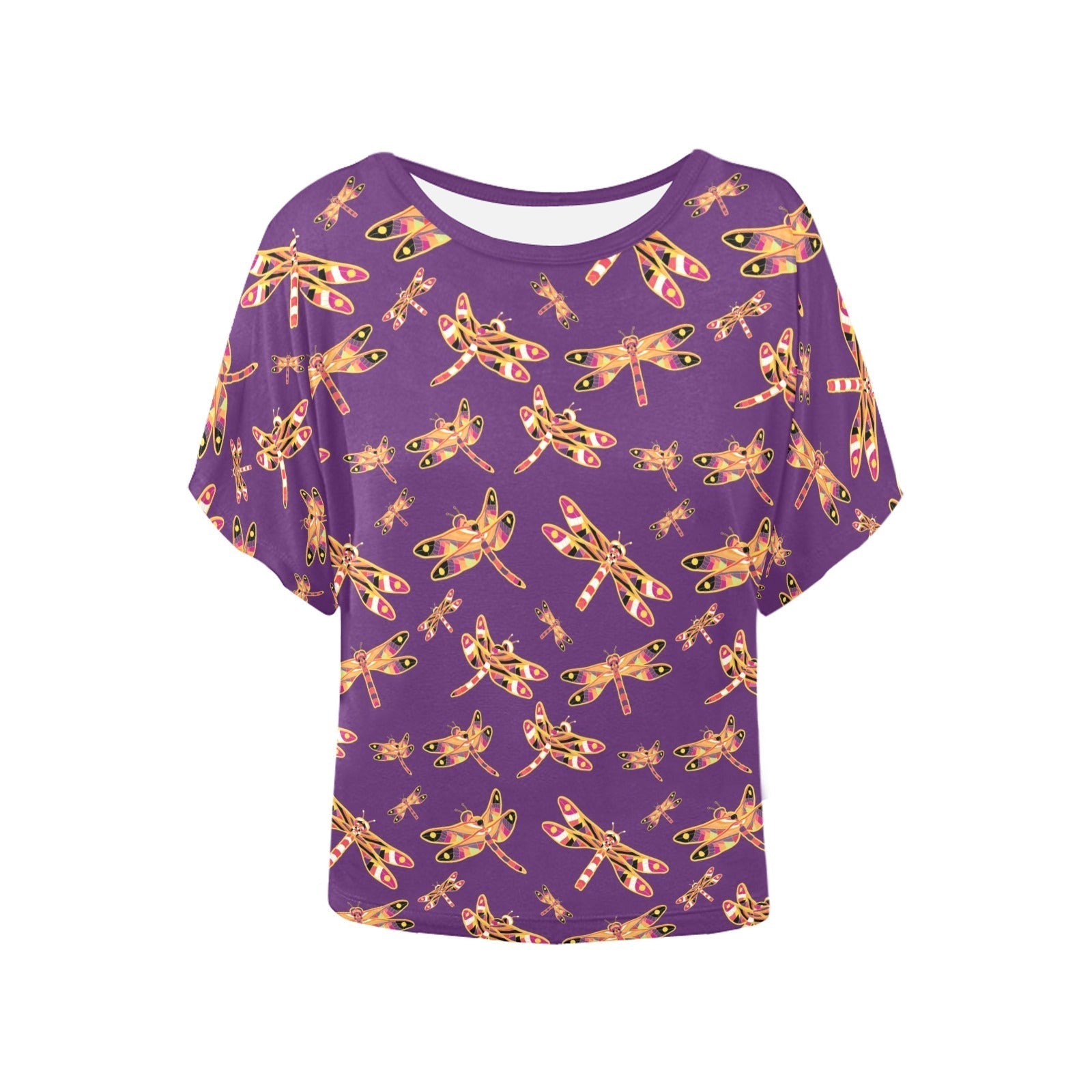 Gathering Yellow Purple Women's Batwing-Sleeved Blouse T shirt (Model T44) Women's Batwing-Sleeved Blouse T shirt (T44) e-joyer 