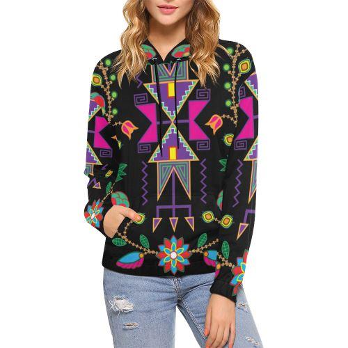 Geometric Floral Fall All Over Print Hoodie for Women (USA Size) (Model H13) All Over Print Hoodie for Women (H13) e-joyer 