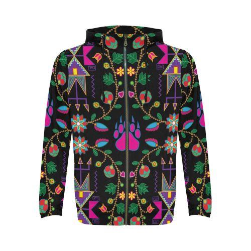 Geometric Floral Fall-Black All Over Print Full Zip Hoodie for Men (Model H14) All Over Print Full Zip Hoodie for Men (H14) e-joyer 