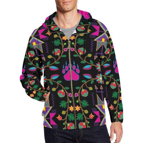 Geometric Floral Fall-Black All Over Print Full Zip Hoodie for Men (Model H14) All Over Print Full Zip Hoodie for Men (H14) e-joyer 