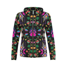 Load image into Gallery viewer, Geometric Floral Fall-Black All Over Print Full Zip Hoodie for Women (Model H14) All Over Print Full Zip Hoodie for Women (H14) e-joyer 
