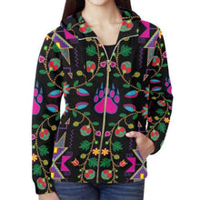 Load image into Gallery viewer, Geometric Floral Fall-Black All Over Print Full Zip Hoodie for Women (Model H14) All Over Print Full Zip Hoodie for Women (H14) e-joyer 
