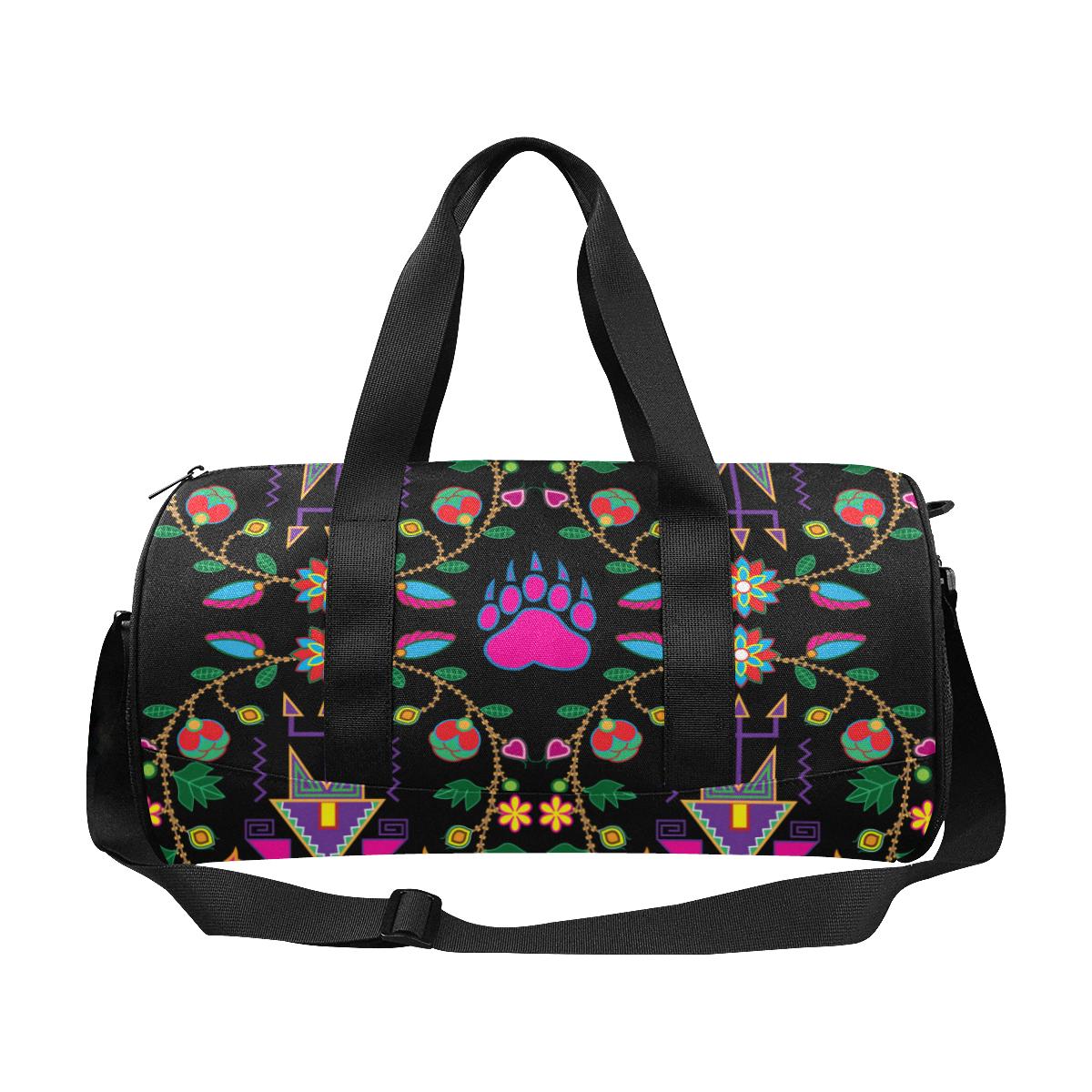 Geometric Floral Fall - Black Duffle Bag (Model 1679) Duffle Bag (1679) e-joyer 