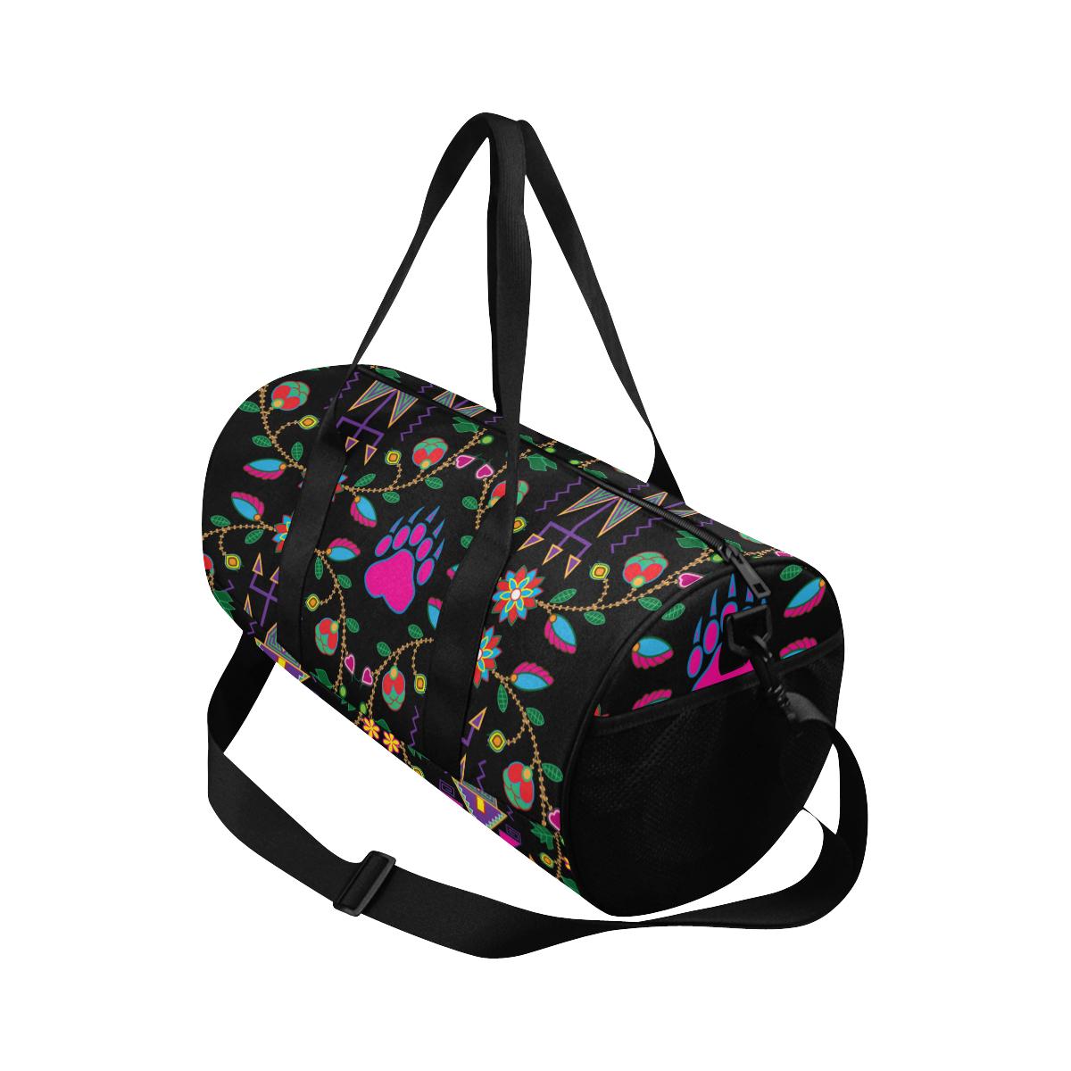 Geometric Floral Fall - Black Duffle Bag (Model 1679) Duffle Bag (1679) e-joyer 