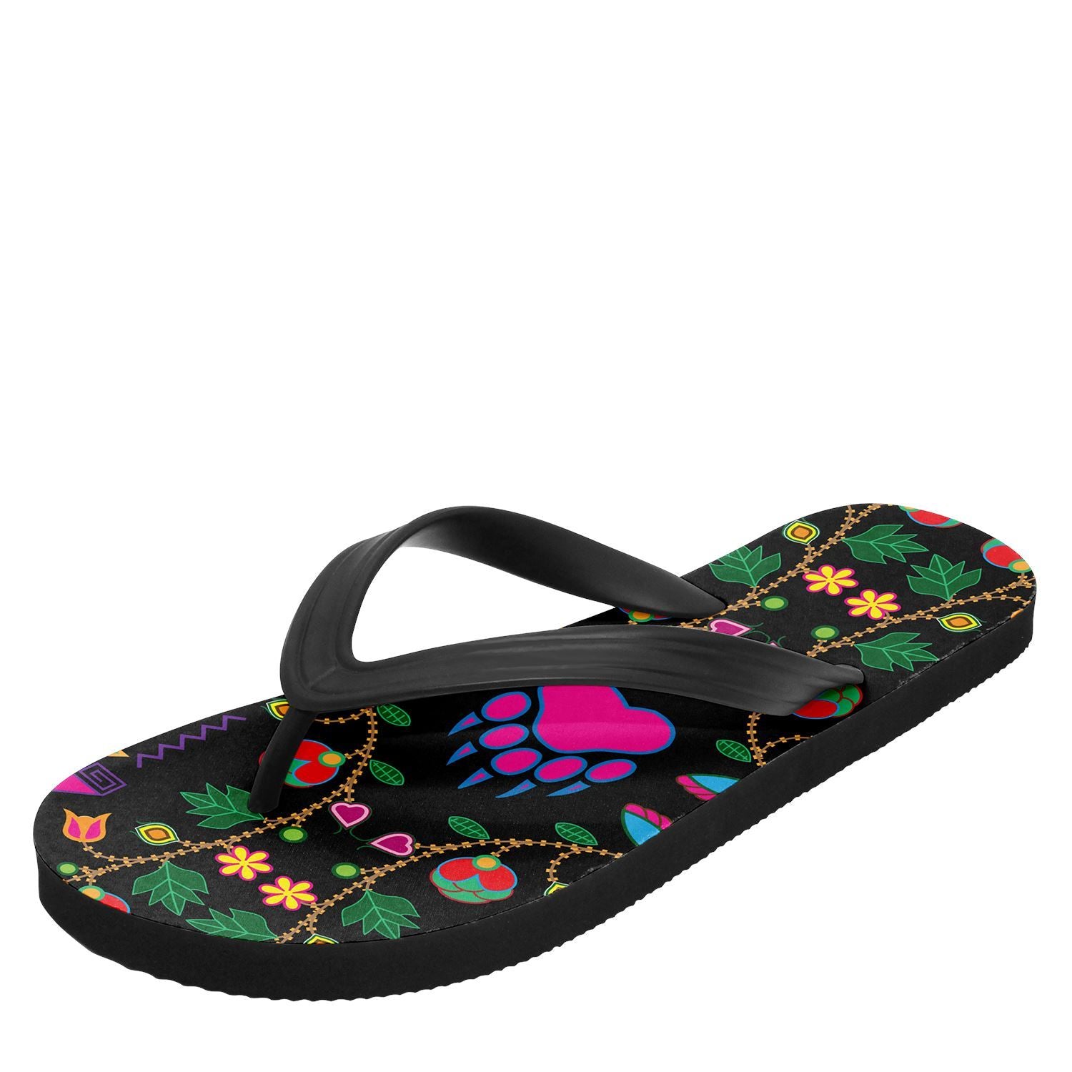 Geometric Floral Fall Black Flip Flops 49 Dzine 