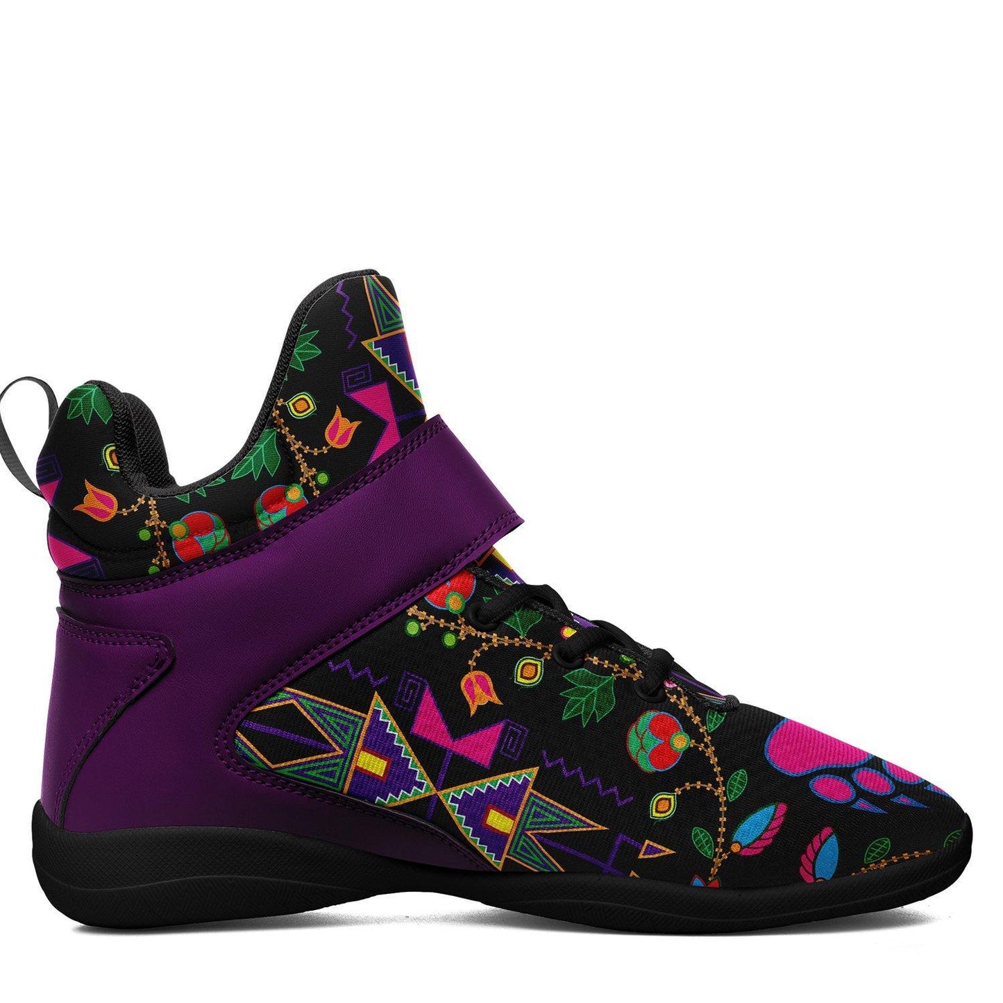 Geometric Floral Fall Black Ipottaa Basketball / Sport High Top Shoes - Black Sole 49 Dzine 