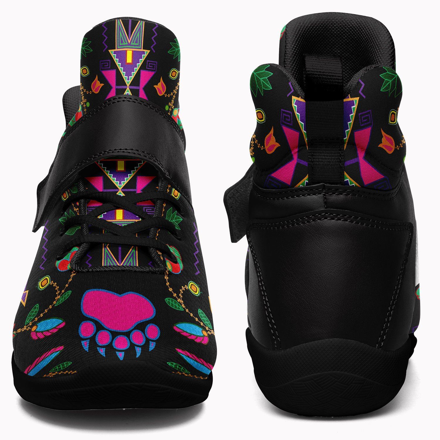 Geometric Floral Fall Black Ipottaa Basketball / Sport High Top Shoes - Black Sole 49 Dzine 