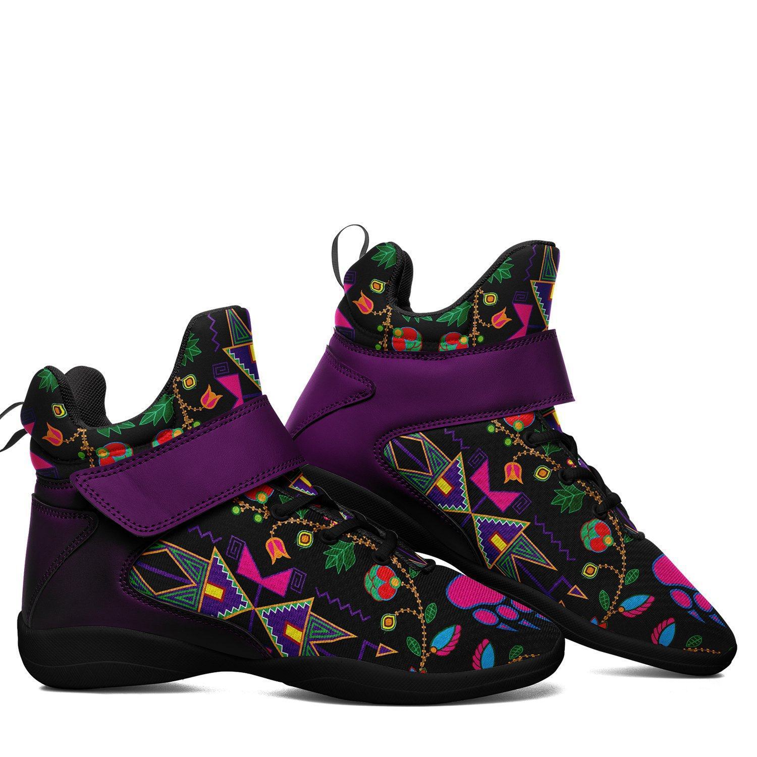 Geometric Floral Fall Black Ipottaa Basketball / Sport High Top Shoes - Black Sole 49 Dzine 