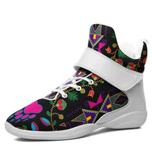 Load image into Gallery viewer, Geometric Floral Fall Black Ipottaa Basketball / Sport High Top Shoes - White Sole 49 Dzine US Women 8.5 / US Men 7 / EUR 40 White Sole with White Strap 
