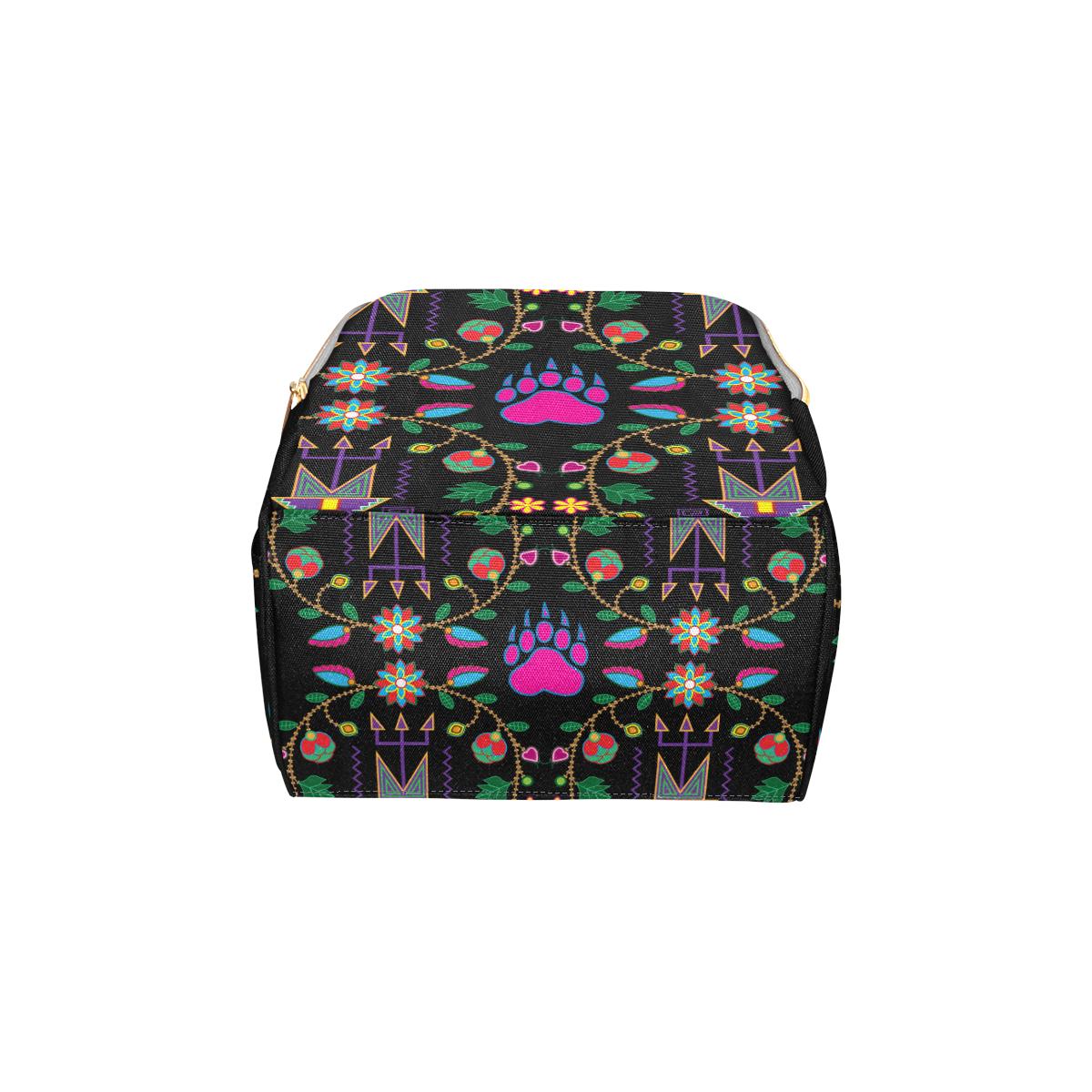 Geometric Floral Fall-Black Multi-Function Diaper Backpack (Model 1688) Diaper Backpack (1688) e-joyer 