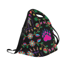 Load image into Gallery viewer, Geometric Floral Fall-Black Neoprene Lunch Bag/Large (Model 1669) Neoprene Lunch Bag/Large (1669) e-joyer 
