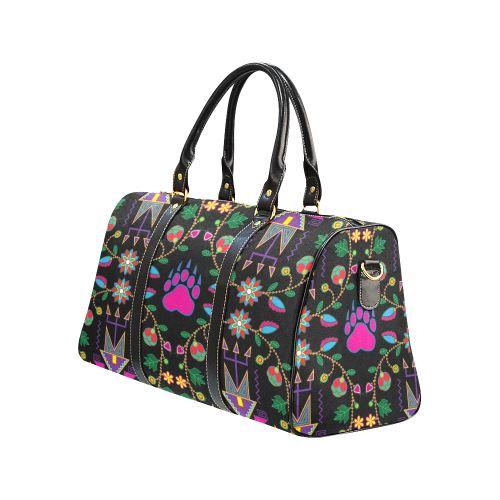 Geometric Floral Fall-Black New Waterproof Travel Bag/Large (Model 1639) Waterproof Travel Bags (1639) e-joyer 