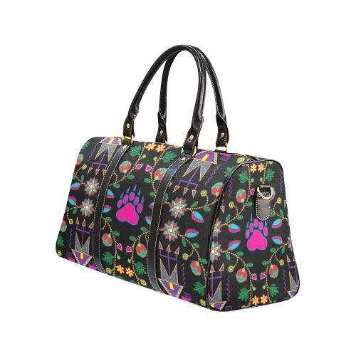 Geometric Floral Fall-Black New Waterproof Travel Bag/Large (Model 1639) Waterproof Travel Bags (1639) e-joyer 