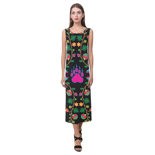 Geometric Floral Fall - Black Phaedra Sleeveless Open Fork Long Dress (Model D08) Phaedra Sleeveless Open Fork Long Dress (D08) e-joyer 