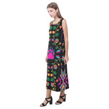 Load image into Gallery viewer, Geometric Floral Fall - Black Phaedra Sleeveless Open Fork Long Dress (Model D08) Phaedra Sleeveless Open Fork Long Dress (D08) e-joyer 
