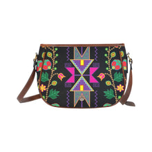 Load image into Gallery viewer, Geometric Floral Fall - Black Saddle Bag/Small (Model 1649) Full Customization Saddle Bag/Small (Full Customization) e-joyer 
