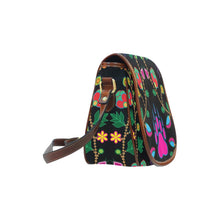 Load image into Gallery viewer, Geometric Floral Fall - Black Saddle Bag/Small (Model 1649) Full Customization Saddle Bag/Small (Full Customization) e-joyer 
