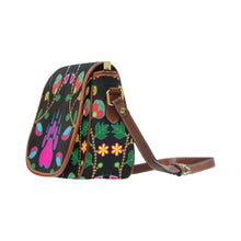 Load image into Gallery viewer, Geometric Floral Fall - Black Saddle Bag/Small (Model 1649) Full Customization Saddle Bag/Small (Full Customization) e-joyer 
