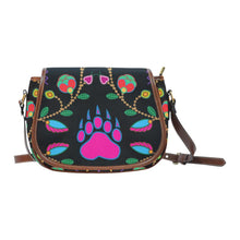 Load image into Gallery viewer, Geometric Floral Fall - Black Saddle Bag/Small (Model 1649) Full Customization Saddle Bag/Small (Full Customization) e-joyer 
