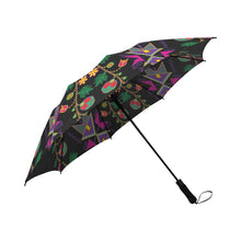 Load image into Gallery viewer, Geometric Floral Fall-Black Semi-Automatic Foldable Umbrella Semi-Automatic Foldable Umbrella e-joyer 
