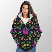 Load image into Gallery viewer, Geometric Floral Fall Black Sherpa Hoodie 49 Dzine 
