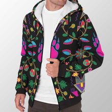 Load image into Gallery viewer, Geometric Floral Fall Black Sherpa Hoodie 49 Dzine 
