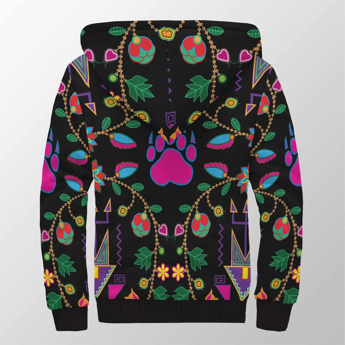 Geometric Floral Fall Black Sherpa Hoodie 49 Dzine 
