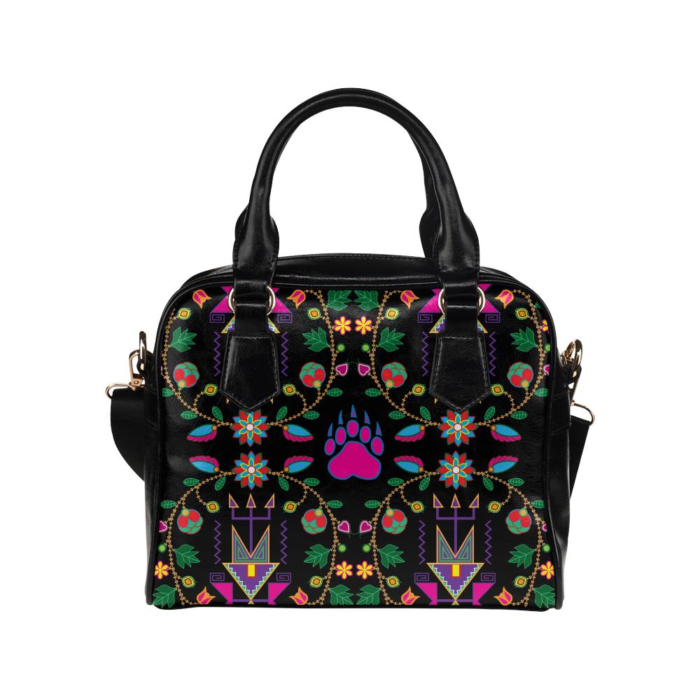 Geometric Floral Fall-Black Shoulder Handbag (Model 1634) Shoulder Handbags (1634) e-joyer 