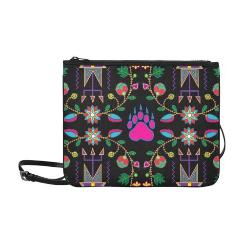 Geometric Floral Fall-Black Slim Clutch Bag (Model 1668) Slim Clutch Bags (1668) e-joyer 