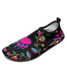 Load image into Gallery viewer, Geometric Floral Fall Black Sockamoccs Kid&#39;s Slip On Shoes 49 Dzine 
