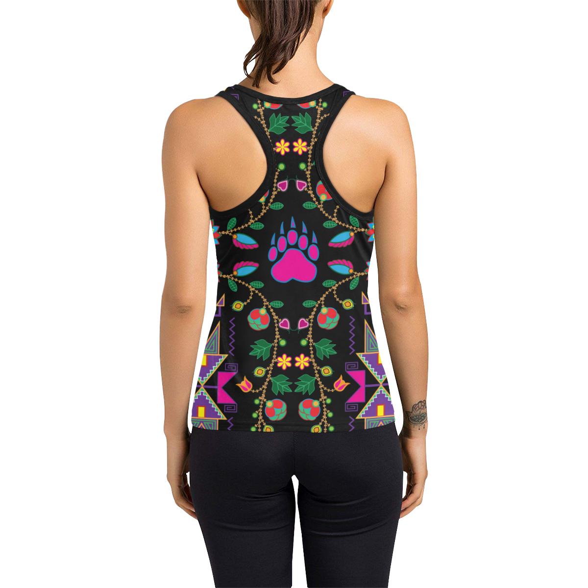 Geometric Floral Fall-Black Women's Racerback Tank Top (Model T60) Racerback Tank Top (T60) e-joyer 