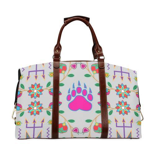 Geometric Floral Fall-Gray Classic Travel Bag (Model 1643) Remake Classic Travel Bags (1643) e-joyer 