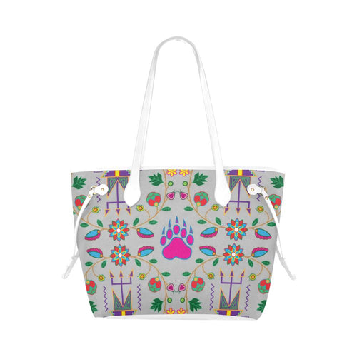 Geometric Floral Fall - Gray Clover Canvas Tote Bag (Model 1661) Clover Canvas Tote Bag (1661) e-joyer 