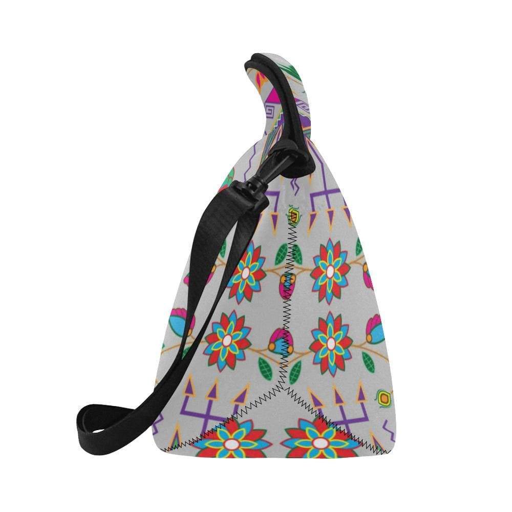 Geometric Floral Fall-Gray Neoprene Lunch Bag/Large (Model 1669) Neoprene Lunch Bag/Large (1669) e-joyer 