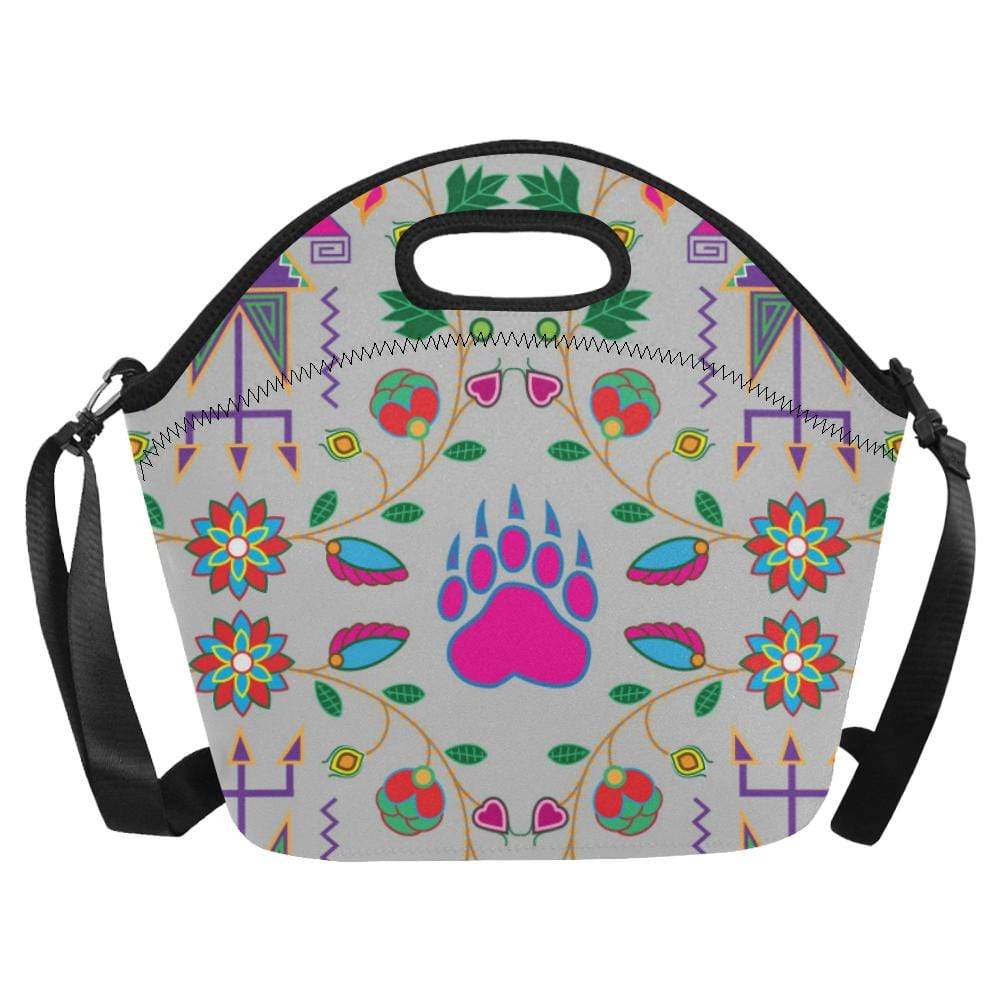 Geometric Floral Fall-Gray Neoprene Lunch Bag/Large (Model 1669) Neoprene Lunch Bag/Large (1669) e-joyer 