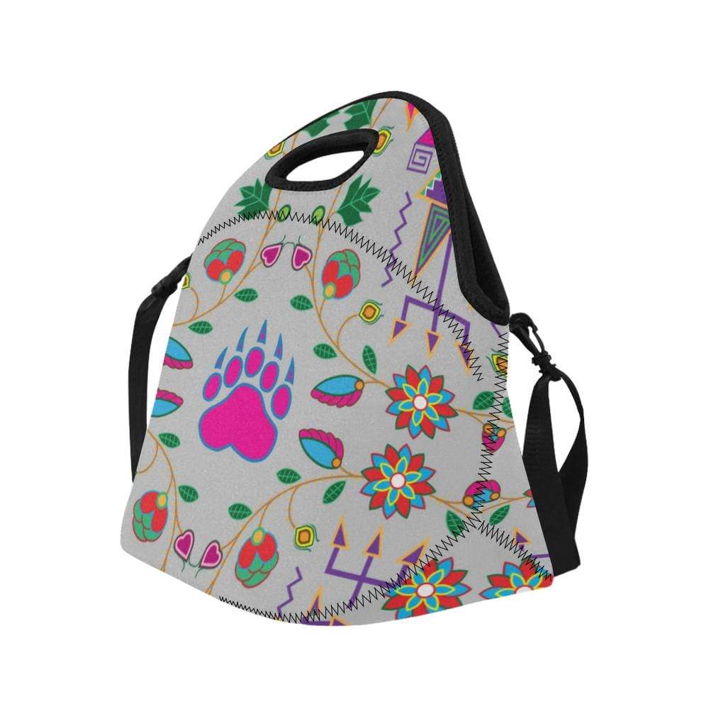 Geometric Floral Fall-Gray Neoprene Lunch Bag/Large (Model 1669) Neoprene Lunch Bag/Large (1669) e-joyer 