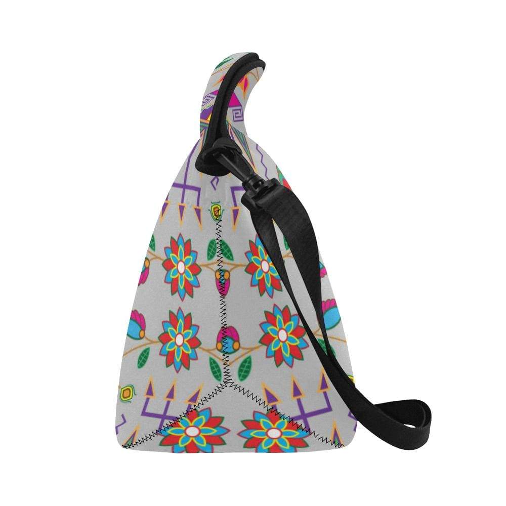 Geometric Floral Fall-Gray Neoprene Lunch Bag/Large (Model 1669) Neoprene Lunch Bag/Large (1669) e-joyer 