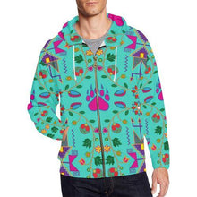 Load image into Gallery viewer, Geometric Floral Fall-Sky All Over Print Full Zip Hoodie for Men (Model H14) All Over Print Full Zip Hoodie for Men (H14) e-joyer 
