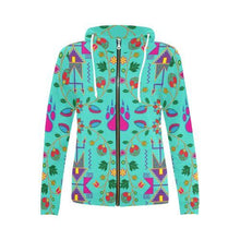 Load image into Gallery viewer, Geometric Floral Fall-Sky All Over Print Full Zip Hoodie for Women (Model H14) All Over Print Full Zip Hoodie for Women (H14) e-joyer 
