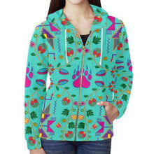 Load image into Gallery viewer, Geometric Floral Fall-Sky All Over Print Full Zip Hoodie for Women (Model H14) All Over Print Full Zip Hoodie for Women (H14) e-joyer 
