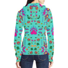 Load image into Gallery viewer, Geometric Floral Fall-Sky All Over Print Full Zip Hoodie for Women (Model H14) All Over Print Full Zip Hoodie for Women (H14) e-joyer 
