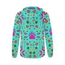 Load image into Gallery viewer, Geometric Floral Fall-Sky All Over Print Full Zip Hoodie for Women (Model H14) All Over Print Full Zip Hoodie for Women (H14) e-joyer 
