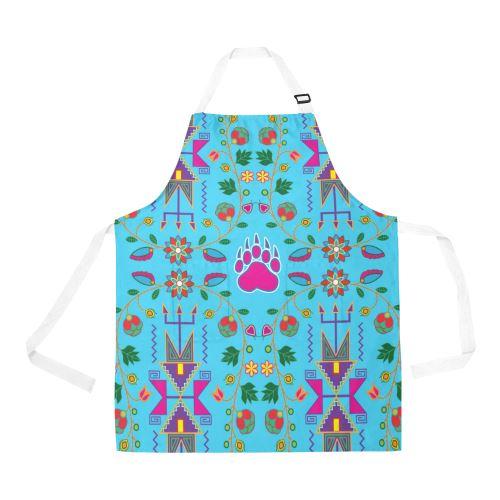 Geometric Floral Fall Sky Blue All Over Print Apron All Over Print Apron e-joyer 